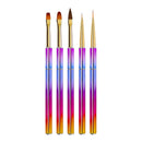5pcs Nail Art Brushes Set Painting Tools Builder Gel Brush for Salon Home