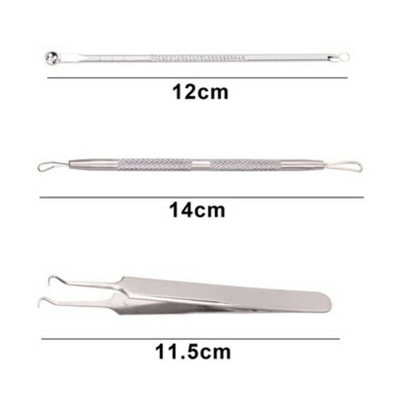 3Pcs Stainless Steel Facial Acne Spot Pimple Remover Extractor Tool CleanserS.AU