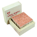 25Pcs/Set Lovely Diary Pattern Seal Stamp Wooden Box multipurpose Wood Rubb