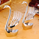 Elegant Swan Holder Spoon Fruit Tableware Coffee Set Stainless Steel Dessert Tea