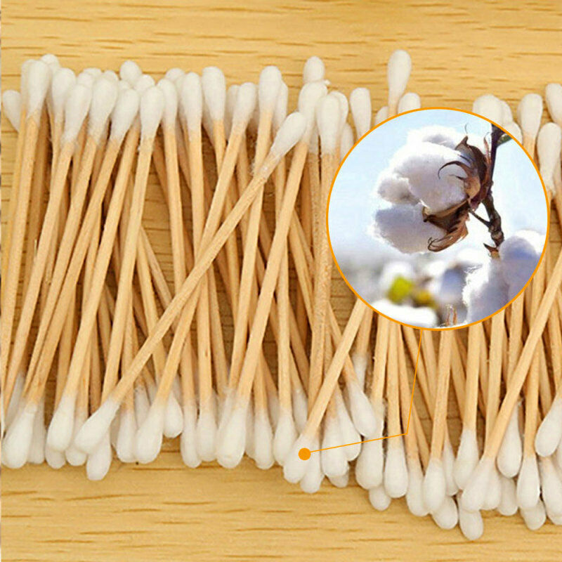 25pack(825x) Disposable Cotton Swab Applicator Q-tip Swab Bamboo Handle Sturdy