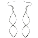4X(Fashion Double Loop Drop Earrings For Women Long Wave Dangle Earrings StF9Q9)