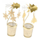 2pcs Spinning Rotary Metal Carousel Tea Light Candle Holder for Christmas