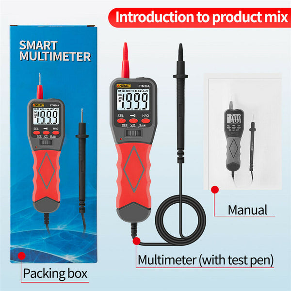PTM16A Digital Pen Meter Multimeter Auto Range AC/DC Voltage Current Tester A#S