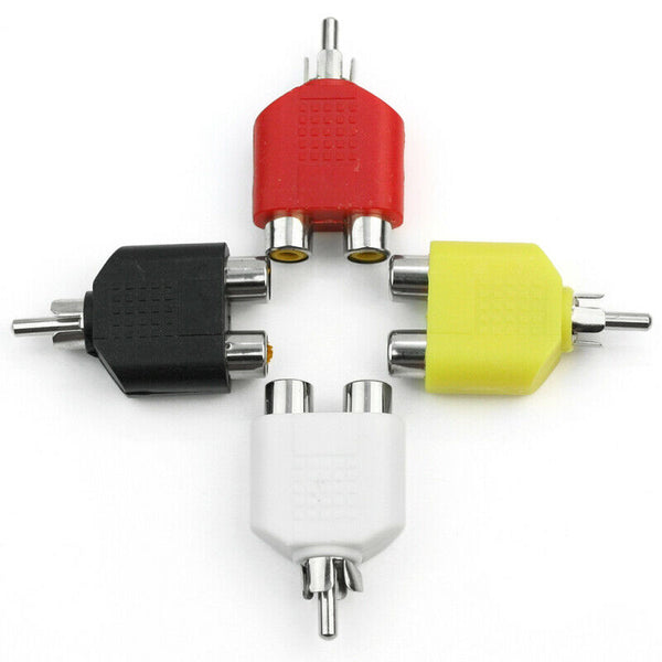 4x RCA Y Splitter Adapter 2Female to 1Male For Audio Video AV TV Cable Converter