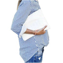 Women Striped Long Sleeve Turn-Down Collar Loose Shirt Ladies Autumn Casual S6N8