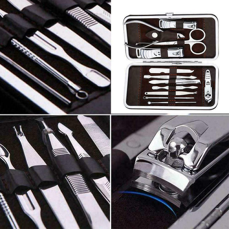 Manicure Pedicure Nail Care Set 12 Piece Cutter Cuticle Clippers Case 2019 I0W4