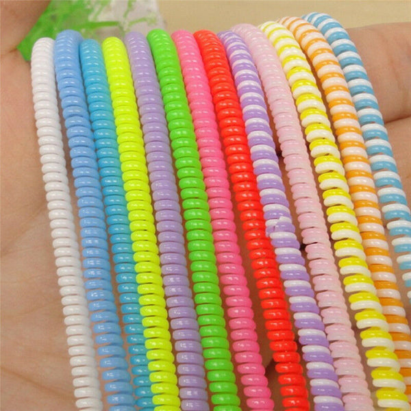 10PCS Spiral Phone USB Data Charging Cable Wire Cord Wrap Protector DIY Winder #