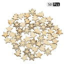 50pc Wood Tree Snowflakes Star Table Decor DIY Christmas Tree Hang Pendant Table