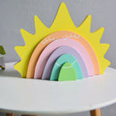 6 Colors Wooden Stacking Stacker Blocks Rainbow Shape Kid's Gift