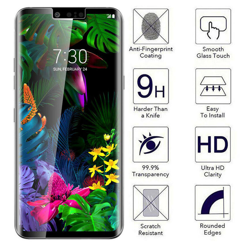 2-PACK 9H Tempered Glass Film Display Protector Full Cover For LG G8 ThinQ