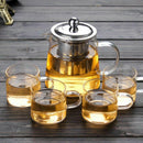 5Sizes Good Clear Borosilicate Glass Teapot With 304 Stainless Steel Infuse Z8Z4