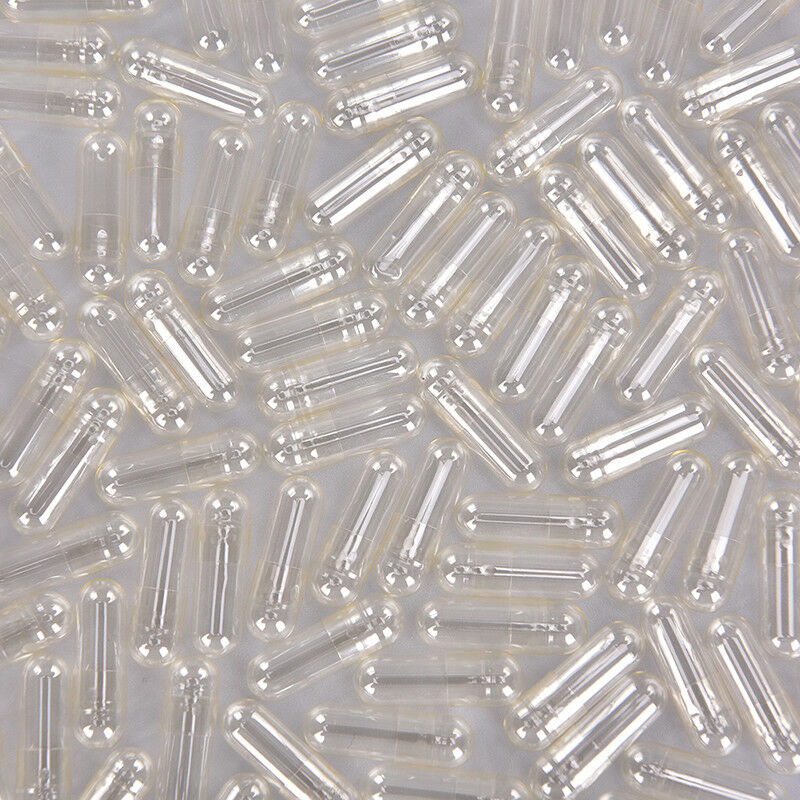1000Pcs Transparent Empty Gelatin Capsules Pill Vcaps Clear Halal Separated boxS