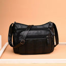 Casual Messenger Bag Women Leather Pure Color Multi-Pocket Shoulder Handbag
