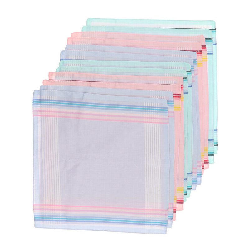 12 Pieces Fashion Classic Womens Pocket Handkerchief Kerchief Jacquard - 100%