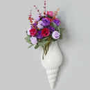 White Ceramic Pottery Sea Shell Conch Flower Vase Home Wall Hanging Decor