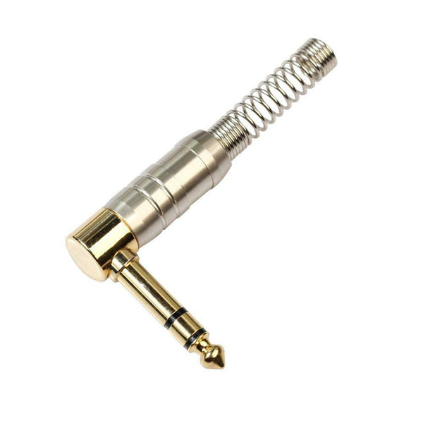 6.35mm Stereo Audio Adapter Angle 90 Degree Male Plug Connector w/Spring #gib