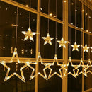 LED Star String Lights Christmas Curtain Lamps Home Room Party Decoration A