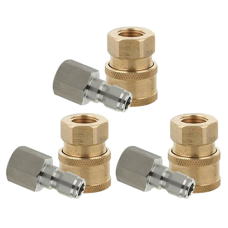 6Pcs Pressure Washer Hose Connector 1/4" G Quick Coupler Male & Female