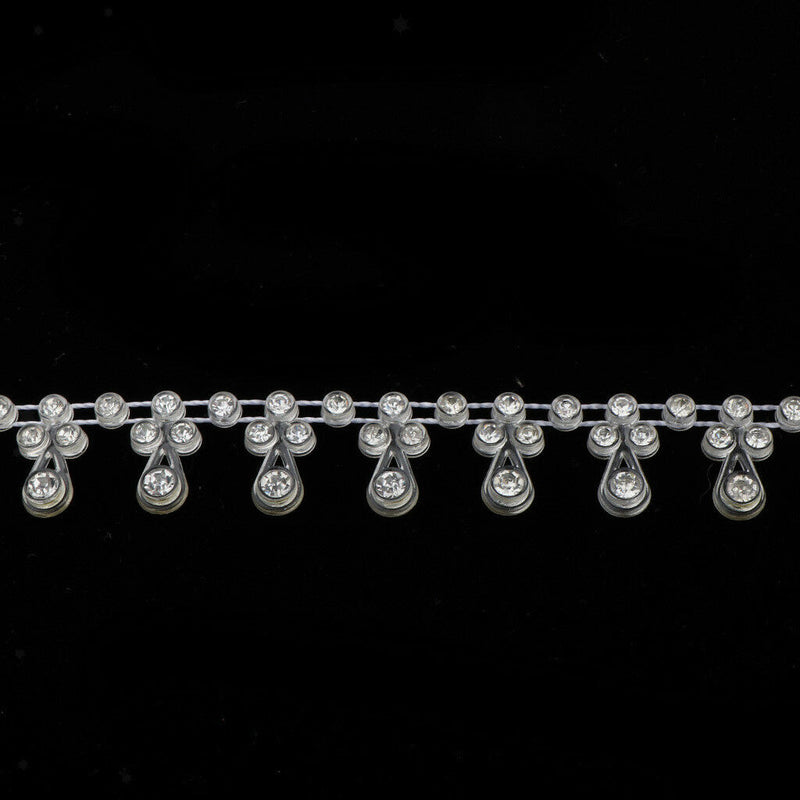 1 Yard White Diamante Trim Crystal Rhinestone Applique Chain Sew On Trimming