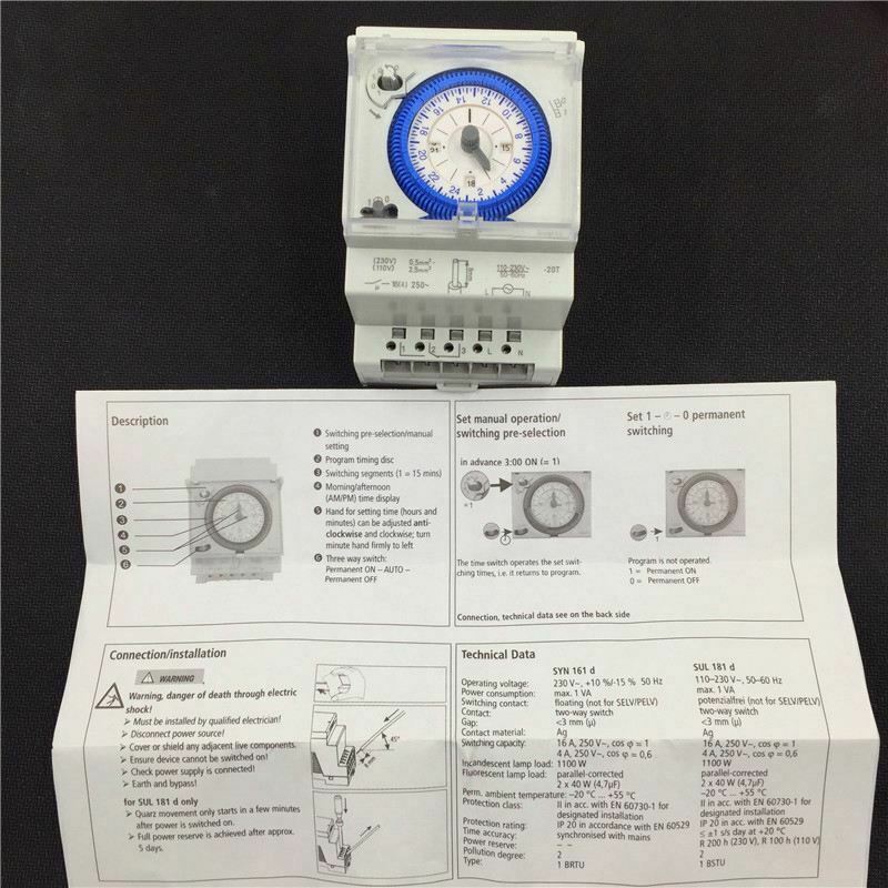 Analog Mechanical Timer Switch 110V-220V 24 hours Daily Programmable 15min  O6R2