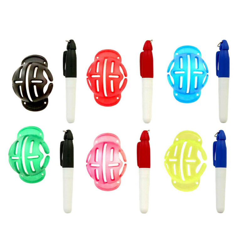 Golf Ball Line Marker Drawing Tool Value 6 Pack with 6 Marks Pens Set, Template