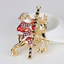 Santa Claus Deer Pin Brooch Crystal Badges Christmas Children Jewelry Gift