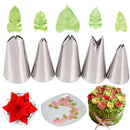 5 Pcs Set Leaves Nozzles Stainless Icing Piping  Pastry Tips For Cake DecoraA3C