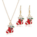 2pcs/set Christmas Socks Dangles Earrings Lovely Pendant Necklace Jewelry