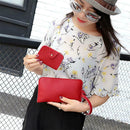 4pcs/set Litchi Leather Tassel Women Tote Shoulder Handbags Card Bags (Red)