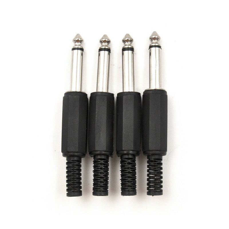4Pcs 6.35mm 1/4" Male Jack Plug Cable Connector Black Plastic Solder Adapter  Z