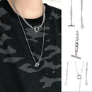 Double Layers Pendant  Metal  Long Chain Necklace Fashion Women men Jewelry Gift