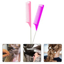 2pcs Hairdresser Barber Metal Pin Tail Rat Tail Comb For Hair Styling