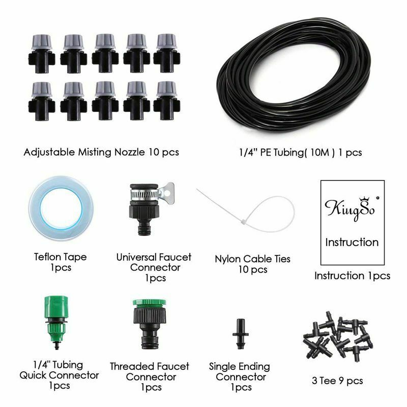 Micro-Flow Drip Watering Irrigation Adjustable Misting Kits System Self Pla