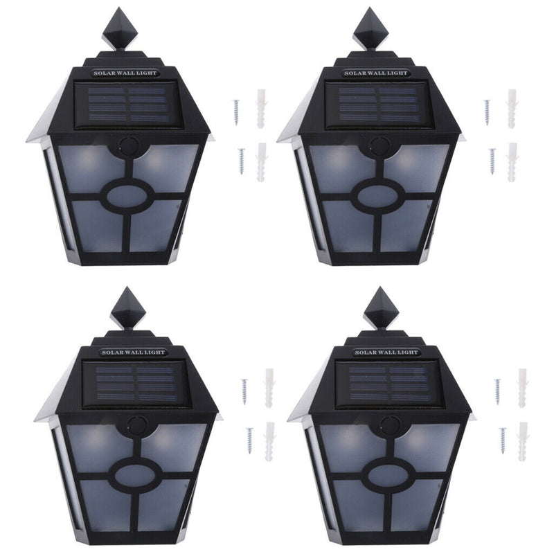 4 Pcs Solar Powered Outdoor Garden Fence Wall Light LED Outdoor Garden Lamp
