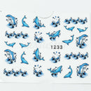 2PCS Nail Art Water Transfer Dolphin Animal Blue Sea Decor Manicure Stickers