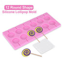 12 Silicone Mold Lollipop Mould Tray Candy Chocolate Lollypop Mold Round