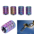 4pcs Rainbow Color Aluminum 3-Groove Style Car Wheel Tire Valve Caps Covers