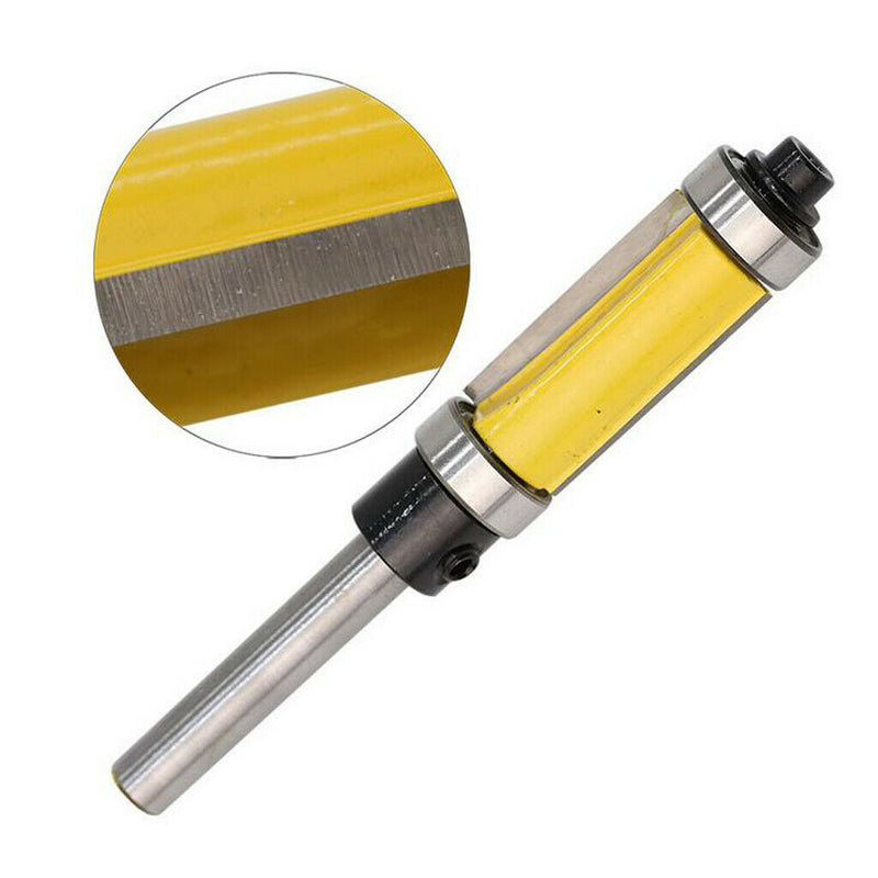 2x 1/4'' Shank Top & Bottom Bearing Flush Trim Router Bit 12.7x25mm Yellow