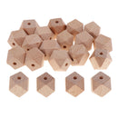 20 Pieces Natural Unpainted Beech Wood Loose Octagonal Beads for DIY Necklace