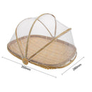 Handmade Bamboo Woven Bug Proof Wicker Basket with Gauze Food Fruit Cover