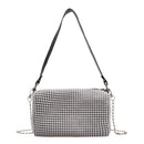 Rhinestone Women Messenger Bag Chain Party Clutch Shoulder Handbag (White)