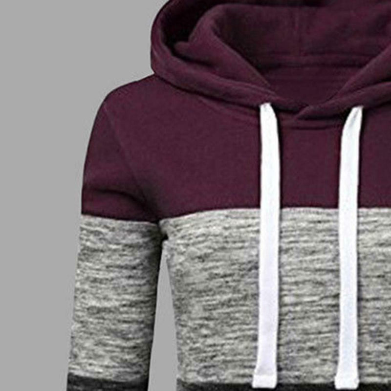 Stitching Women Long Sleeve Hit Color Autumn Leisure Hoodies (Red M) A