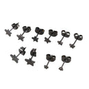 5 Pairs Stainless Steel Star Stud Earrings for Men and Women,3 mm to 7 mm J4X4