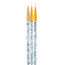 Super Fine 3 Sizes Nail Art Brush Set for Thin Lines Tiny Details Golden