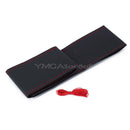 Black+Red PU Leather DIY Car Steering Wheel Cover 38cm With Needles and Thread