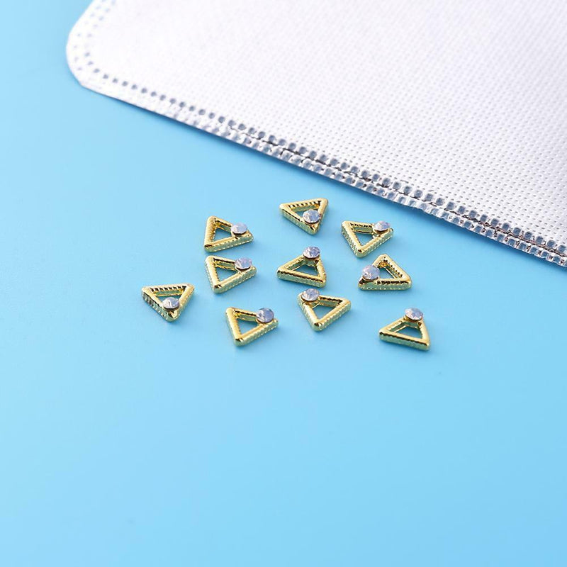 10pcs Hollow Triangle Copper Nail Art Charms Glitter Rhinestones Nail Studs