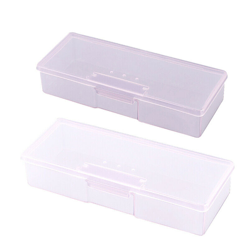 2X Plastic Nail Art Pen Brush Manicure Pedicure Tools Storage Box Container Case