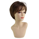 Fashion Short Medium Wigs Brown Straight Wavy Women Full Fluffy Hair Synthetic