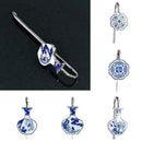 1pc Chinese Folk Style Blue-and-White Porcelain  Pattern Metal Bookmarks Ho N0M8